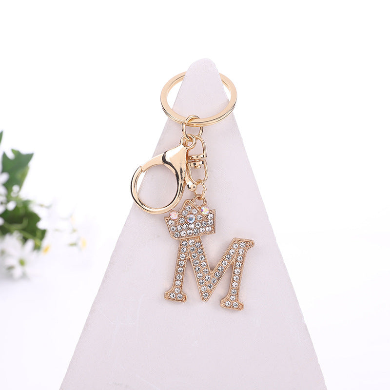 Wholesale Zinc Alloy Rhinestone Letter Keychain ACC-KC-YuanFei003
