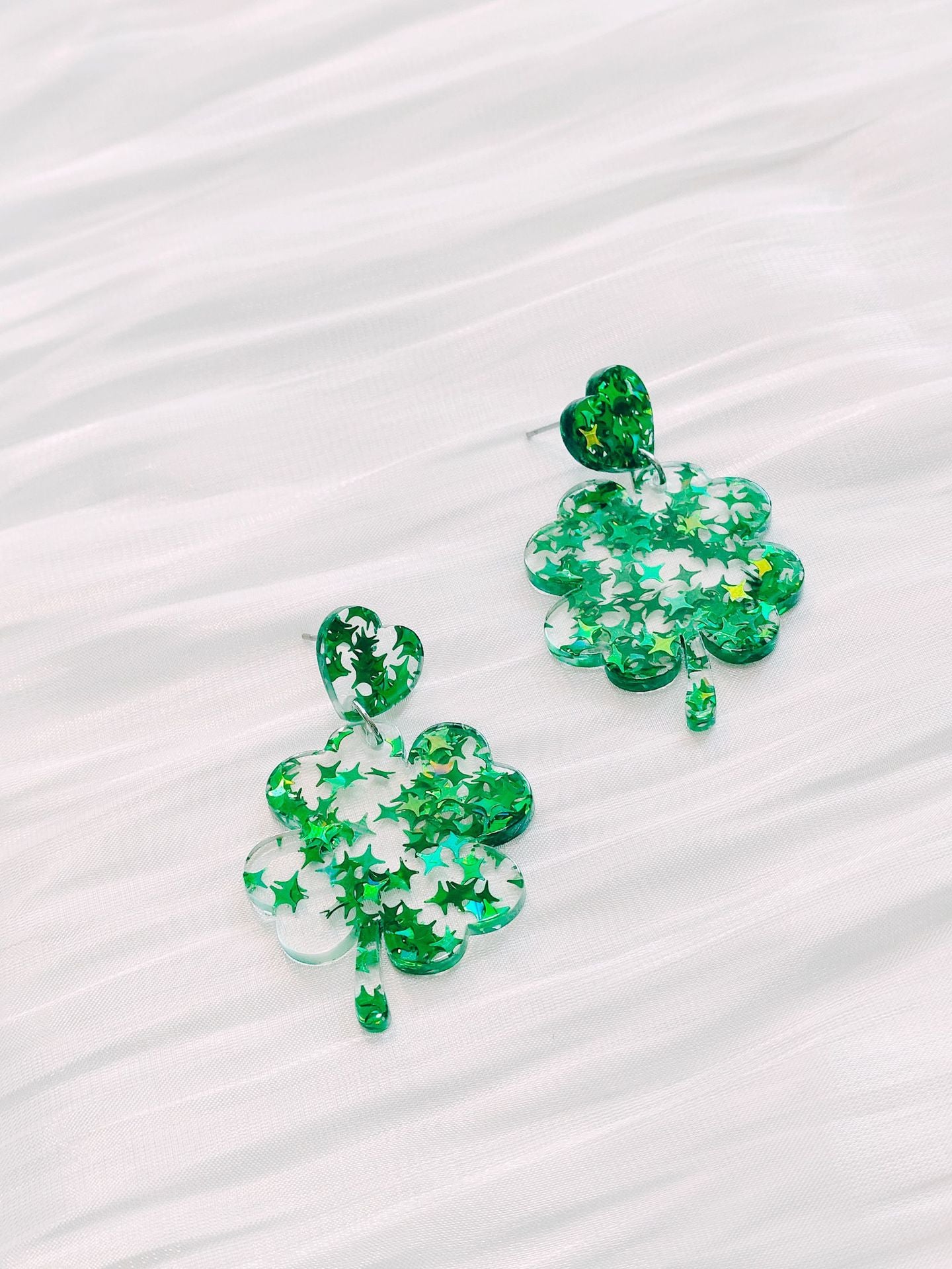 Wholesale Green Four Leaf Clover Hat St. Patrick's Day Beer Festival Earrings