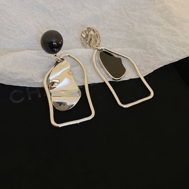Wholesale Vintage Metallic Asymmetric Irregular Geometric Silver Pin Earrings