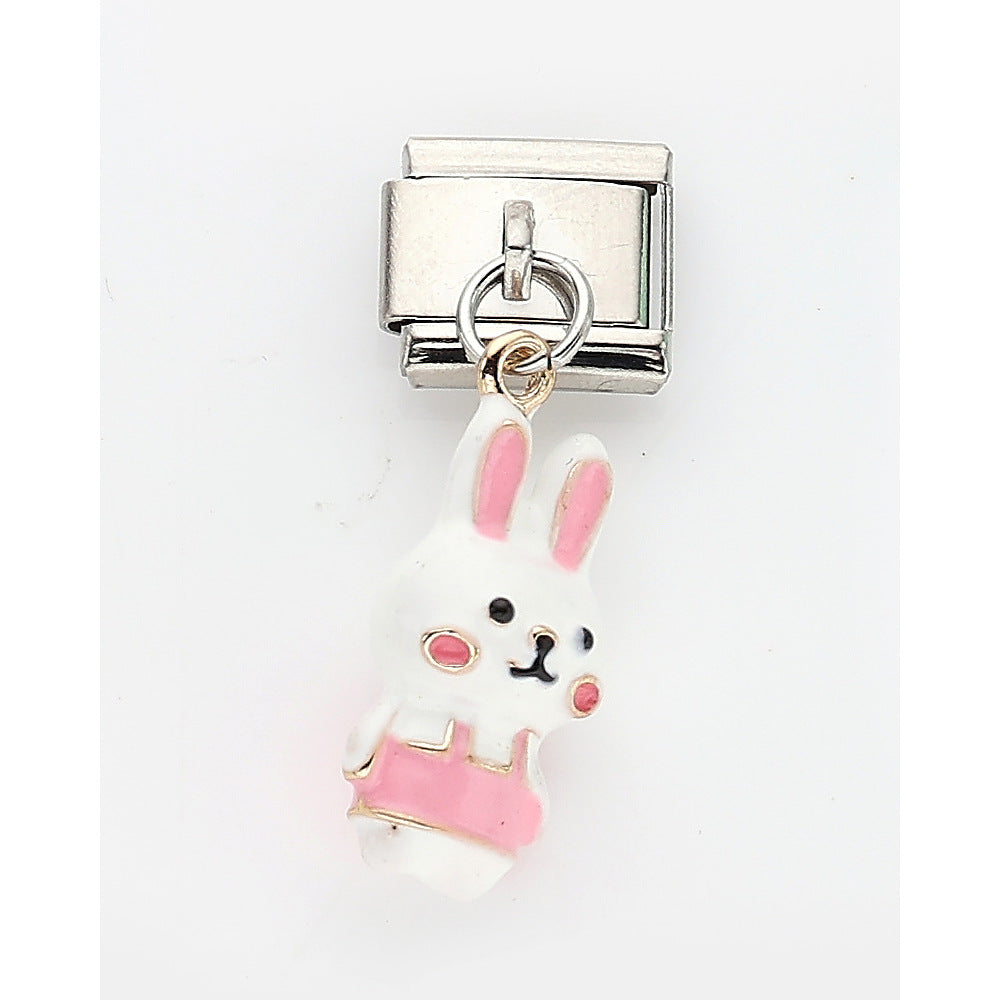 Wholesale 10pcs Italian Charm Bracelet 9mm DIY Splicing Starfish Fruit Lipstick Cartoon Stainless Steel Composable Bracelet