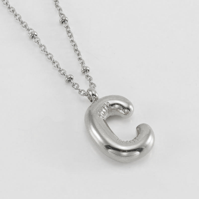 Wholesale  bubble letter necklace 18K stainless steel English letter pendant jewelry