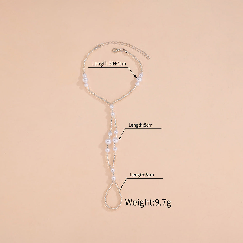 Wholesale Bohemian pearl rice beads adjustable women's finger anklet