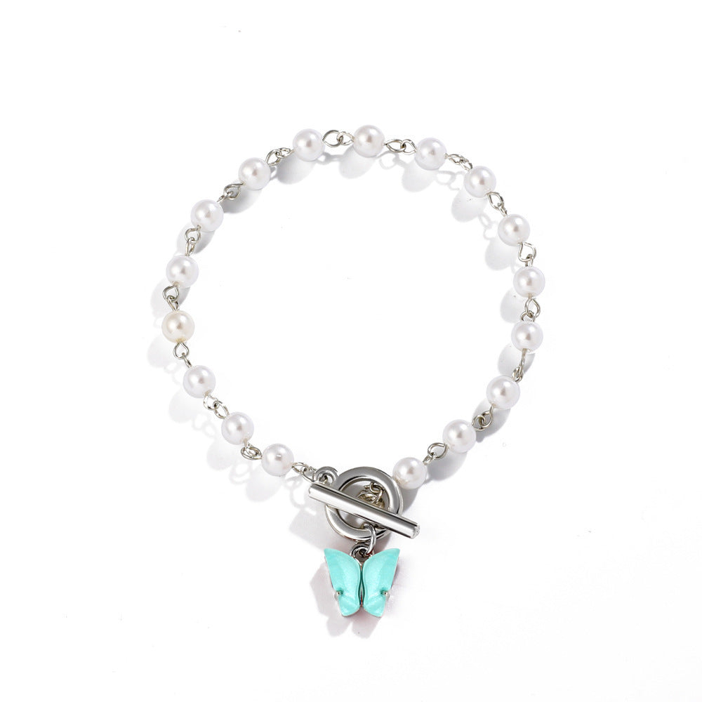 Wholesale OT Buckle Soft Clay Pearl Butterfly Love Bracelet ACC-BT-QW001