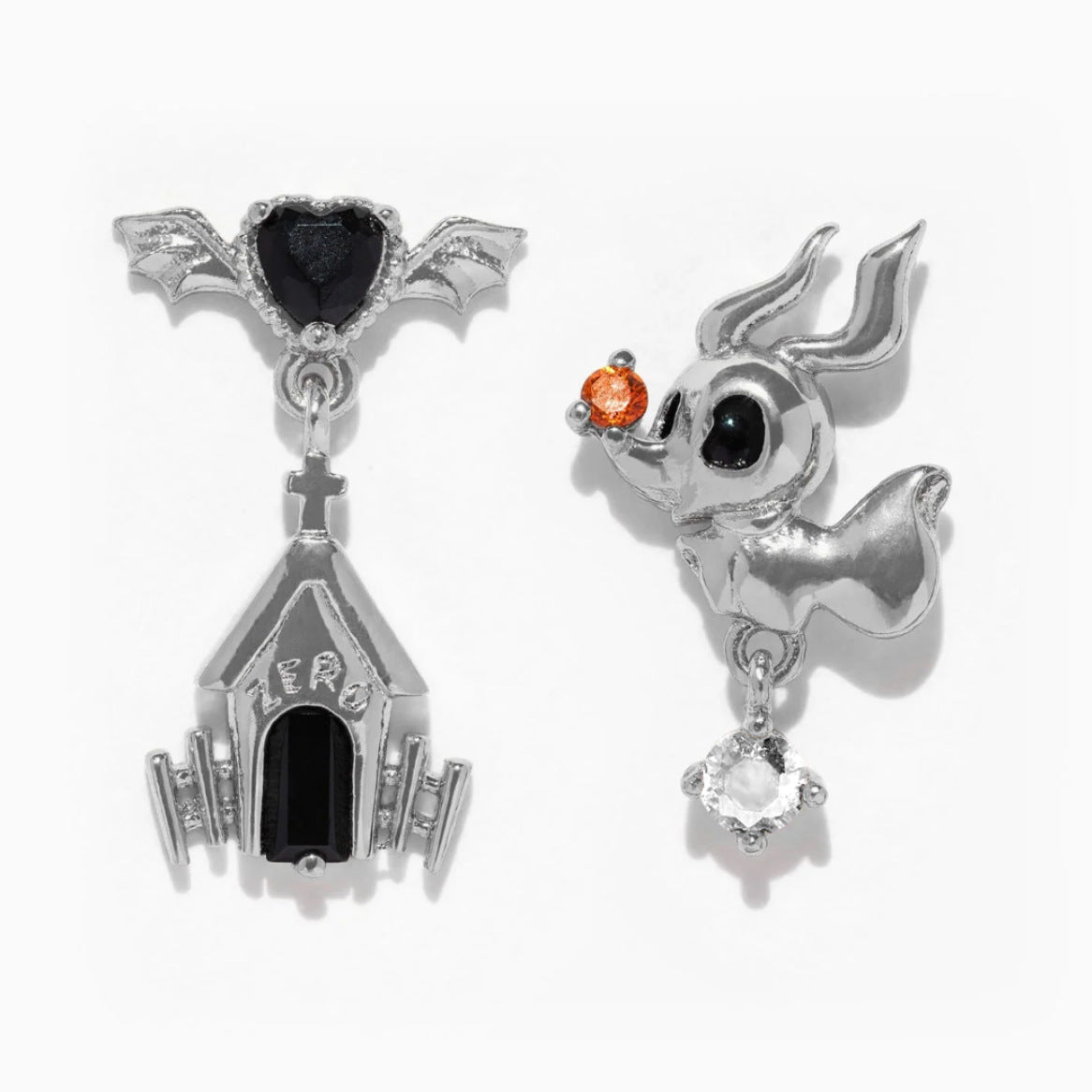 Wholesale Halloween Plated 18K Real Gold Cartoon Pumpkin Ghost Zircon Earrings suit