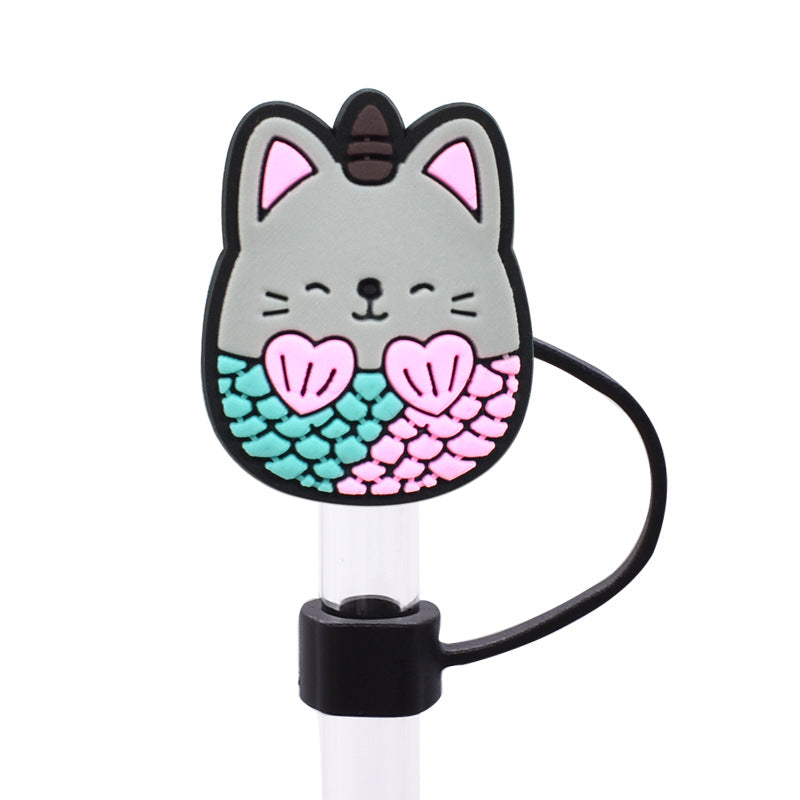 Wholesale Random 100pcs Cartoon Cute Pig Straw Cover 10MM Straw Tube Cap