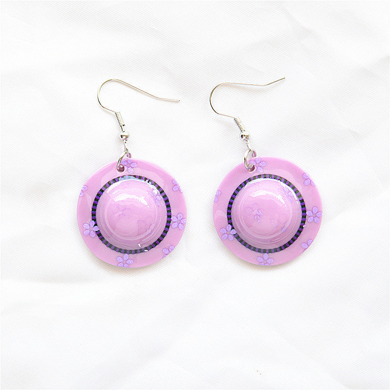 Wholesale Creative Summer Cool Vacation Acrylic Sheet Colorful Hat Earrings ACC-ES-XN030