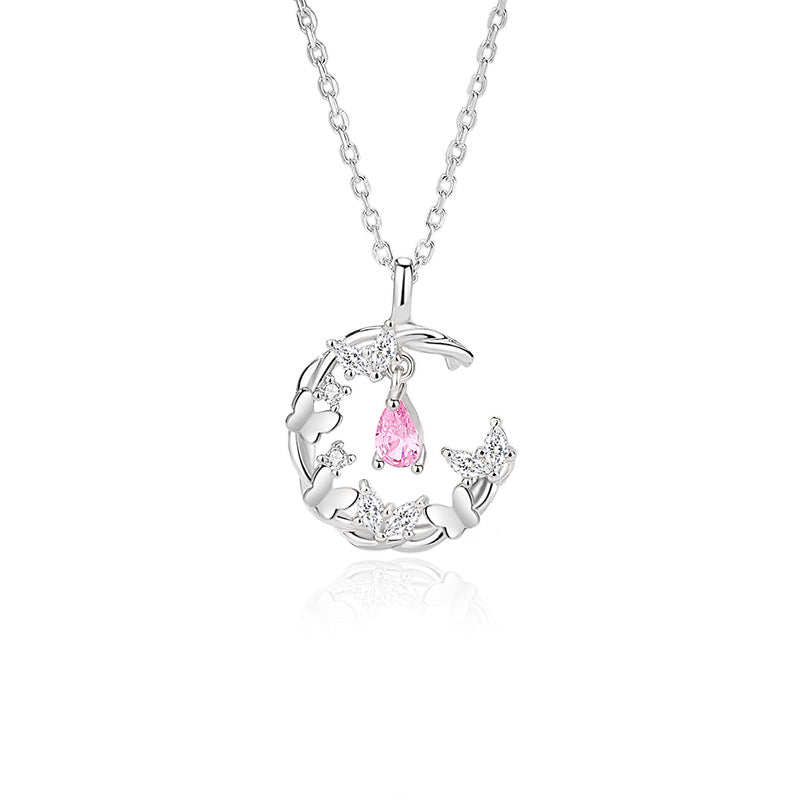 Wholesale S925 Silver Moon Butterfly Necklace