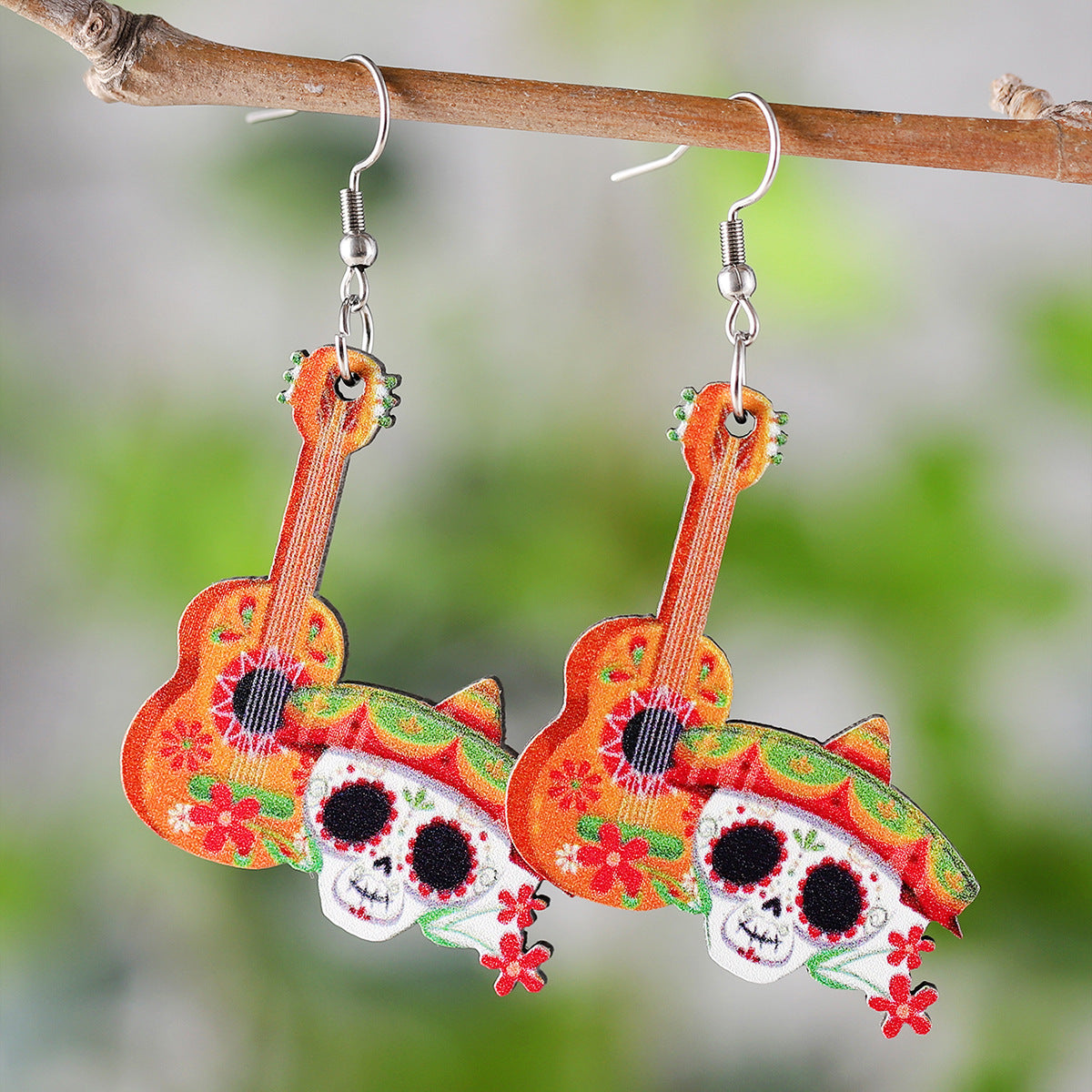 Wholesale  Mexico Fifth Festival of the Dead Cactus Skull Pendant Earrings