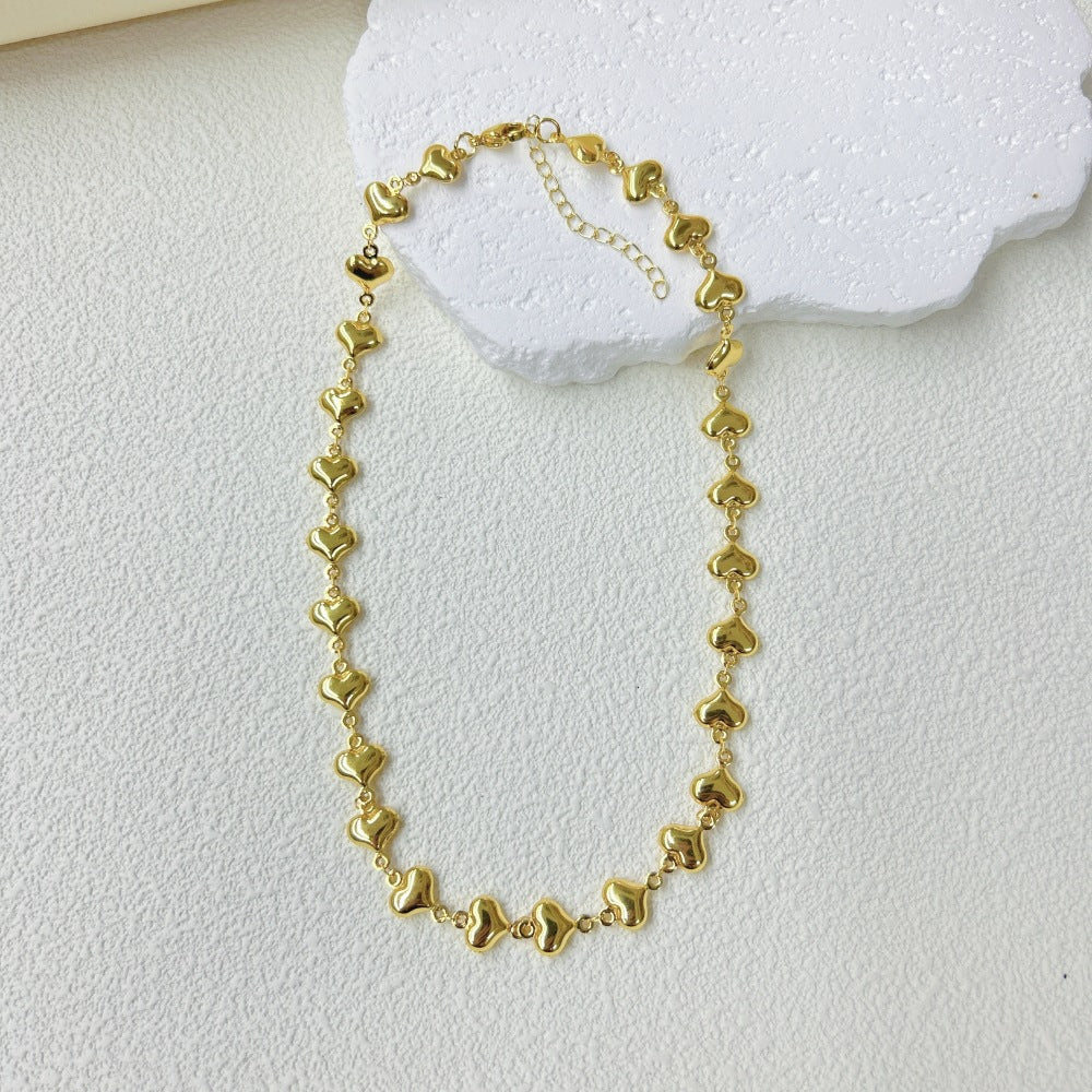 Wholesale Stainless Steel Three-dimensional Hollow Love Bracelet Necklace suit