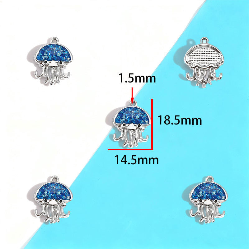 Wholesale Electroplated Zinc Alloy Blue Star Moon Resin Inlay Pendant Charms For DIY Jewelry Making Bag Charm Keychain Everyday Wear
