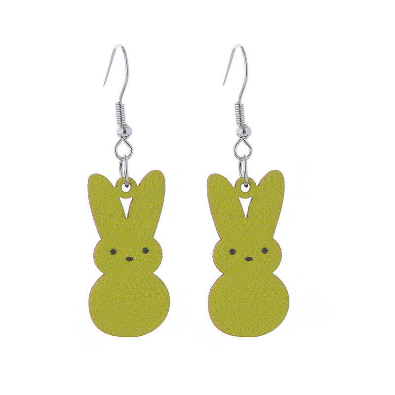Wholesale Easter Bunny Wooden Earrings Necklaces