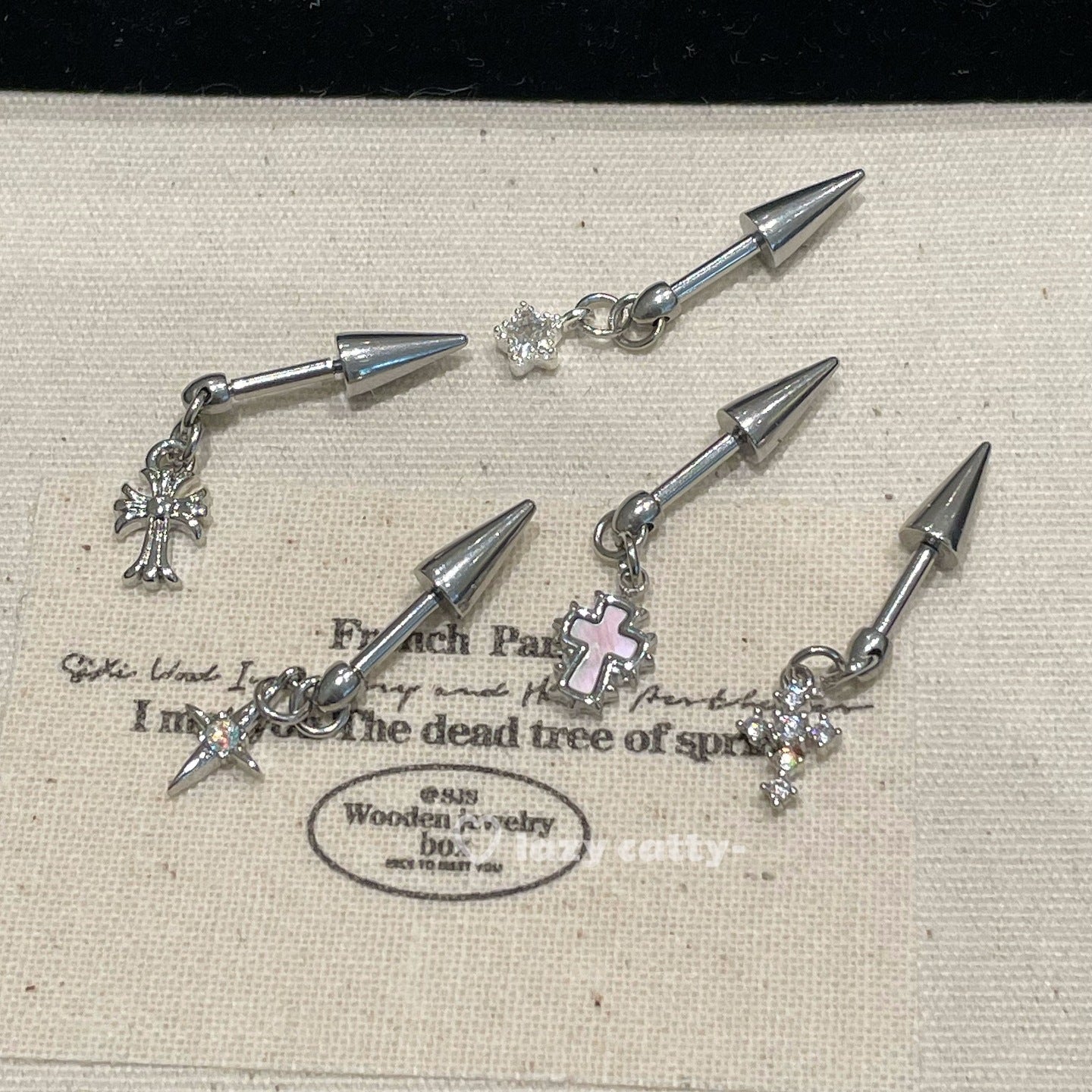 Wholesale Cross Pendant Devil Nail Titanium Steel Earrings