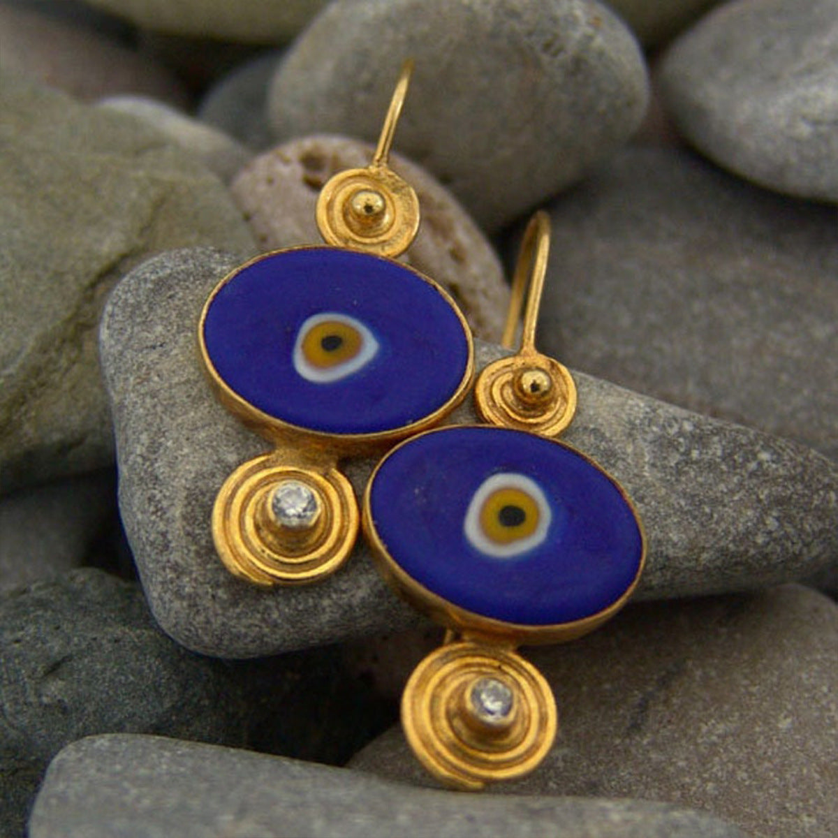 Wholesale Electroplated Alloy Turkish Eye Spiral Rhinestone Drop Earrings for Women Fashion Jewelry Accessory Party Gift