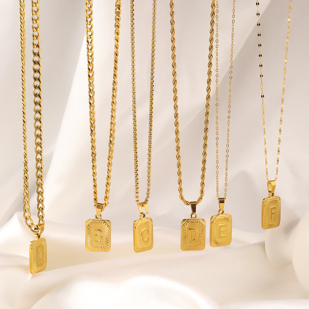 Wholesale Titanium Steel Pendant Letter Brand Necklace