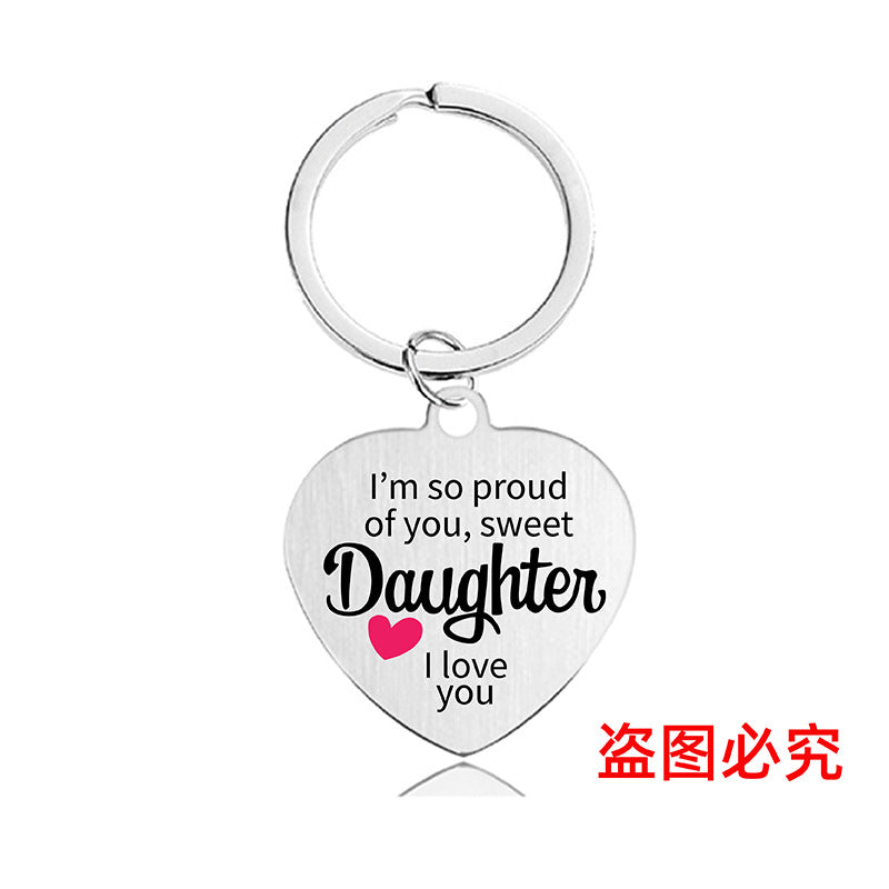 Wholesale Color Printing Family Affection Inspirational Gift Metal Keychain Creative Keychain ACC-KC-Ganggu023