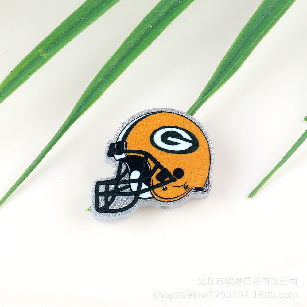 Wholesale 5pcs Acrylic Rugby Straight Hole Cartoon Beads