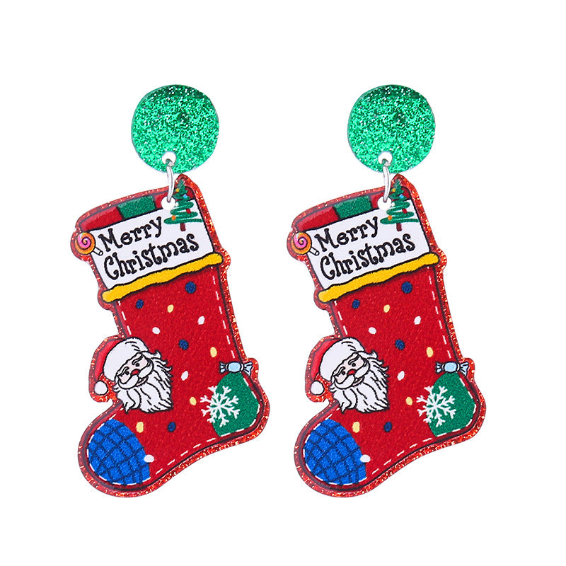 Wholesale Christmas Acrylic Cute Elk Snowman Series Earrings ACC-ES-CT031