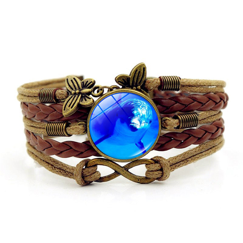 Wholesale  Turtle Dolphin Time Gem Bracelet Unlimited Symbol Butterfly Multi-layer Hand Rope
