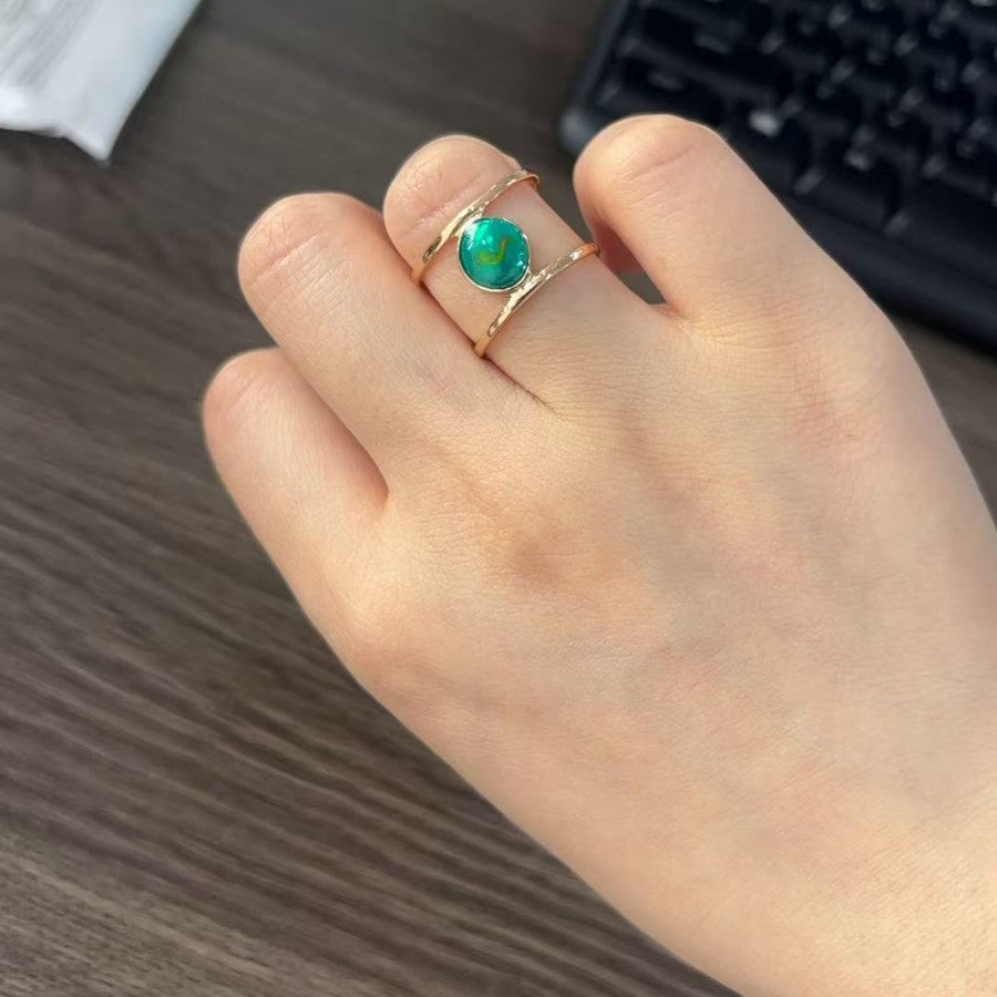 Wholesale Vintage turquoise epoxy round ring