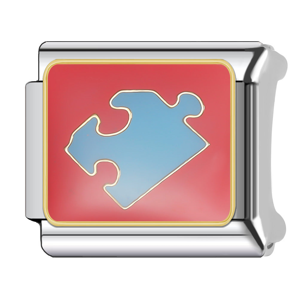 Wholesale Italian Charm Bracelet 9mm DIY Splicing Stainless Steel Wedding Couple Anniversary Cartoon Composable Bracelet