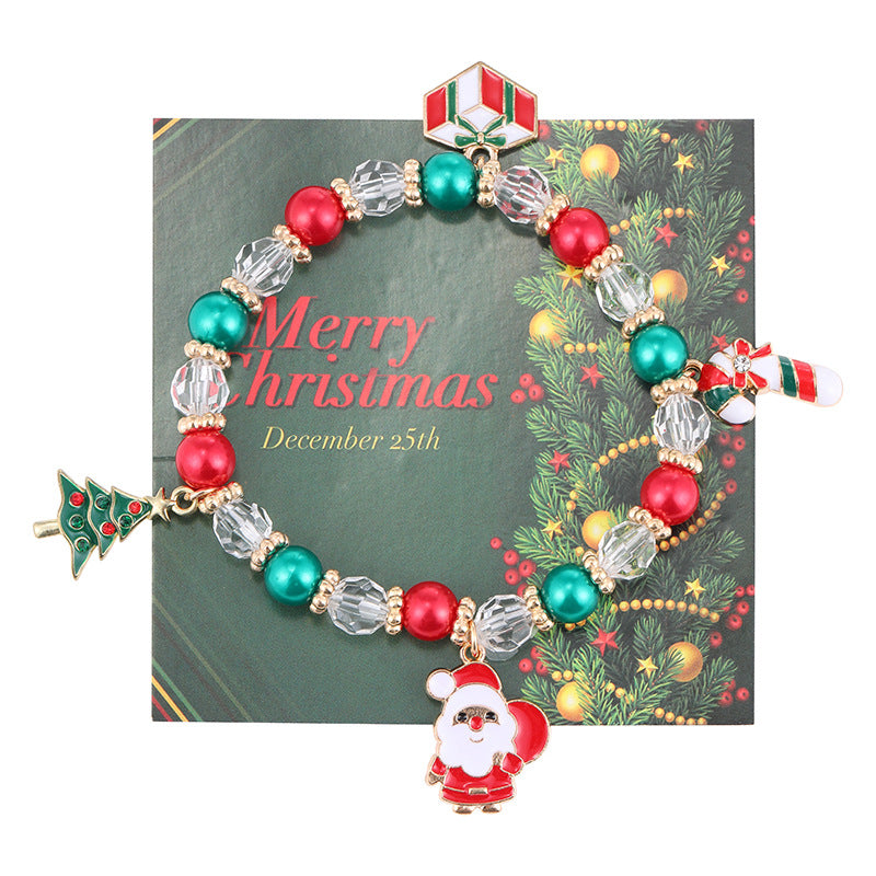 Wholesale Christmas Gift Beaded Letter Elastic Bracelet suit