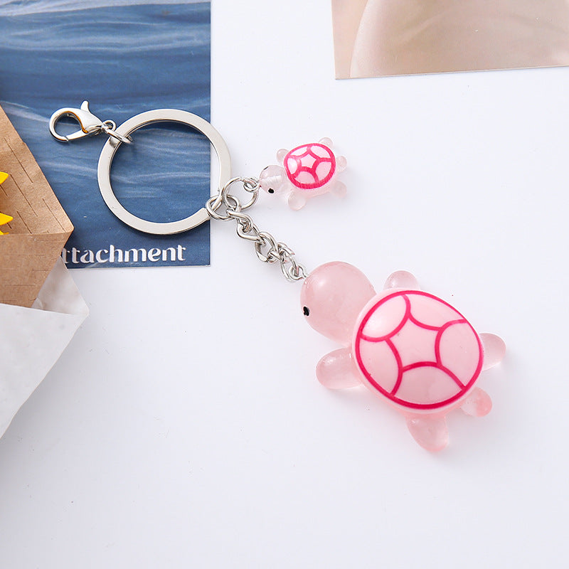 Wholesale Three-dimensional luminous little turtle keychain