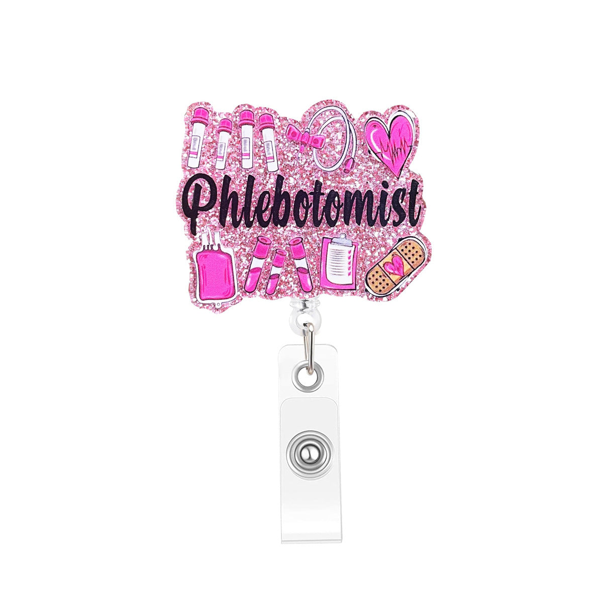 Wholesale  retractable acrylic English rotating clip Badge Reels