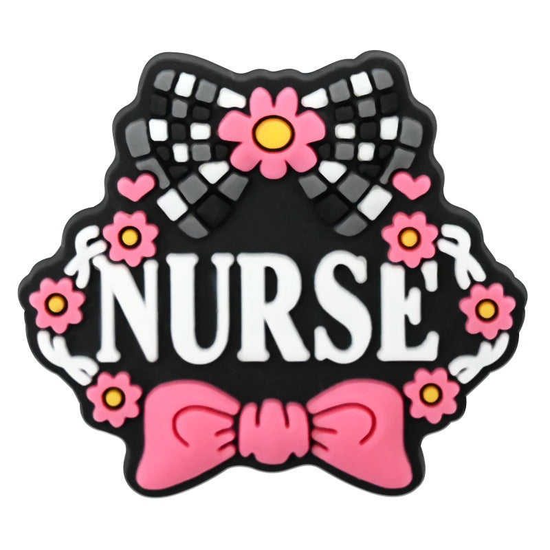 Wholesale Random 100pcs Nurses'  Day series  PVC Soft Rubber Shoe Buckle Decoration