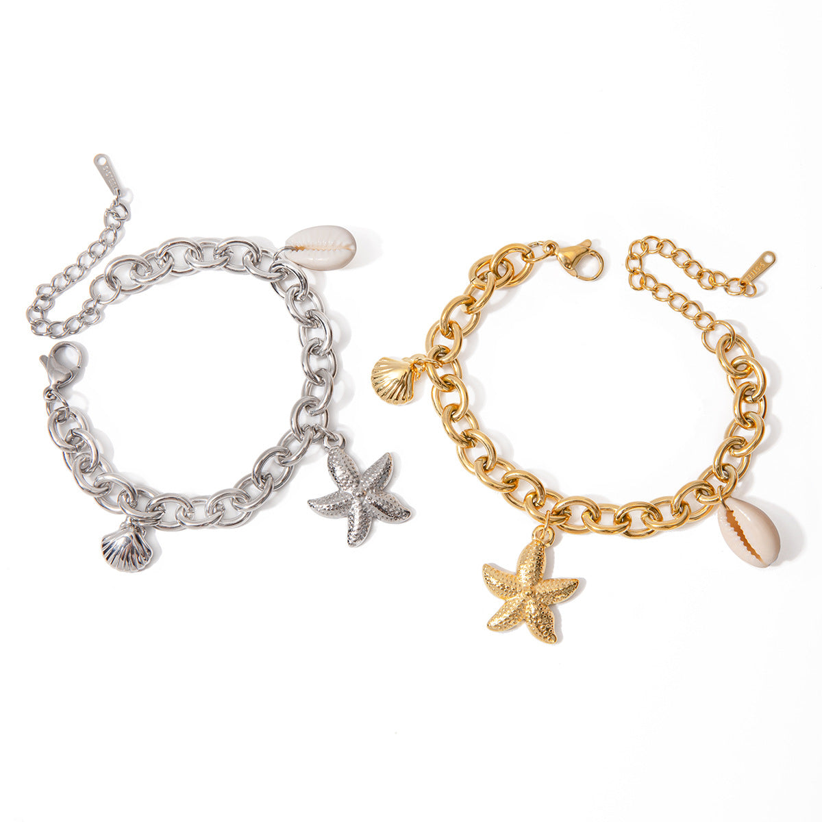 Wholesale 18k gold stainless steel starfish shell conch bracelet
