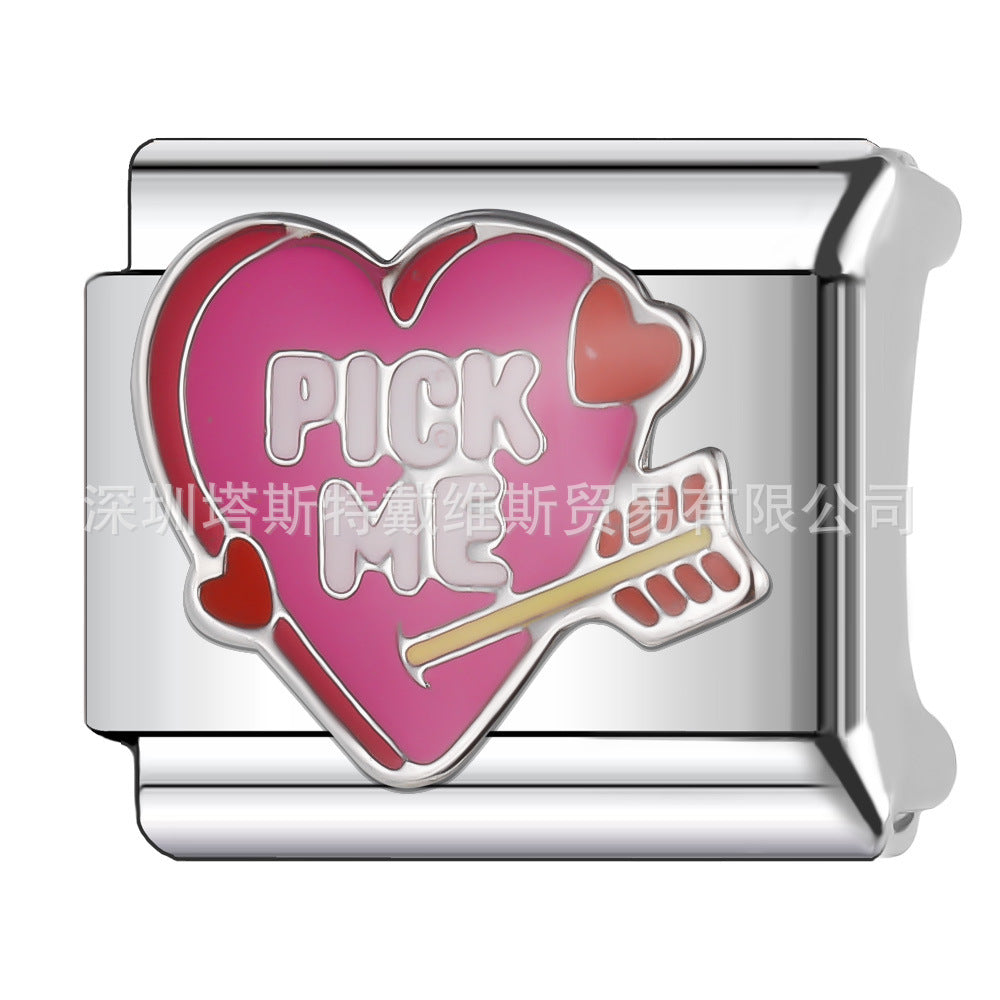 Wholesale  Italian Charm Bracelet 9mm DIY English Word Series Creative Stainless Steel Composable Bracelet