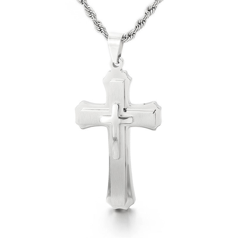 Wholesale Cross Stainless Steel Pendant Men's Necklace