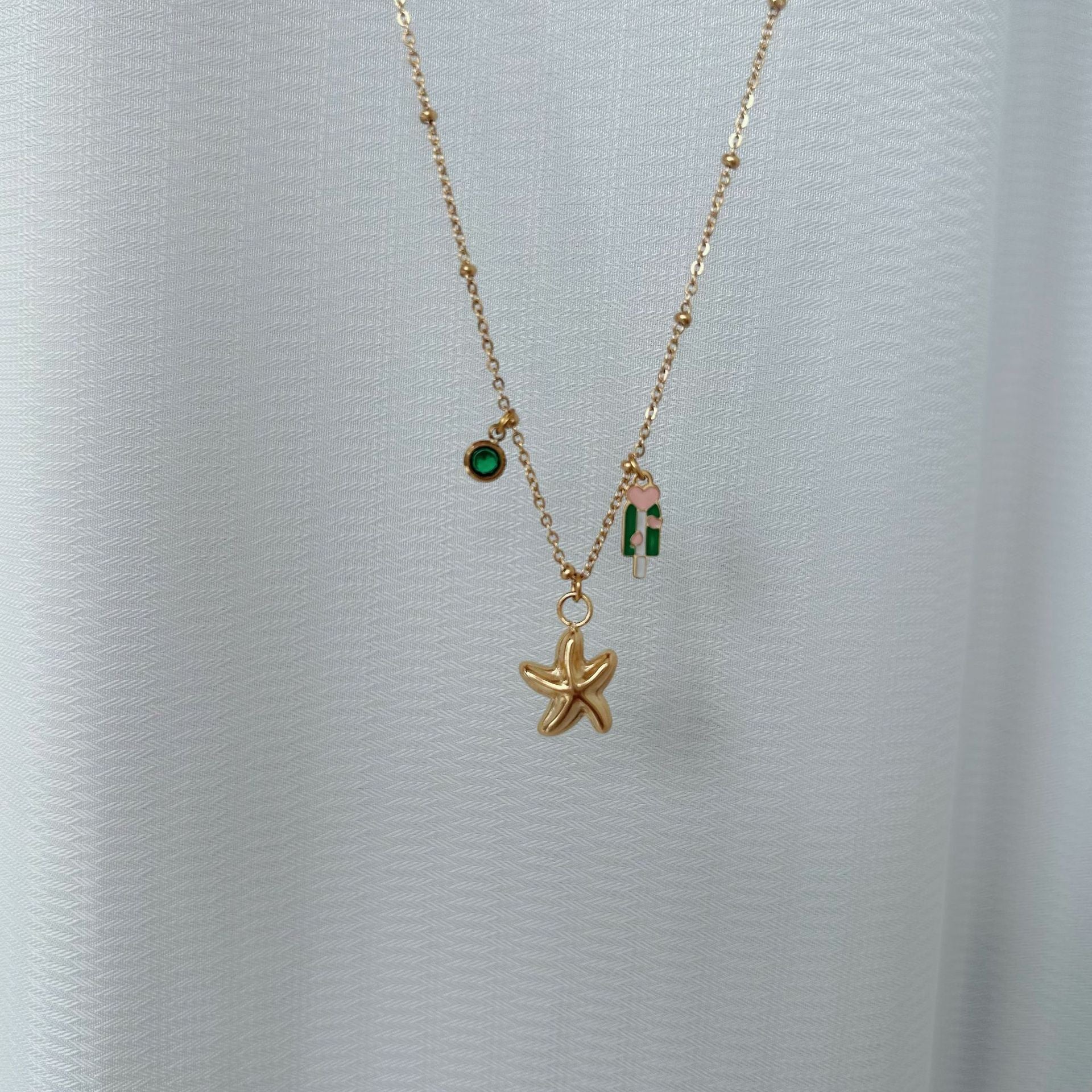 Wholesale Marine Elements Series Jewelry  Light Luxury Niche Stainless Steel Oil Drop Necklace