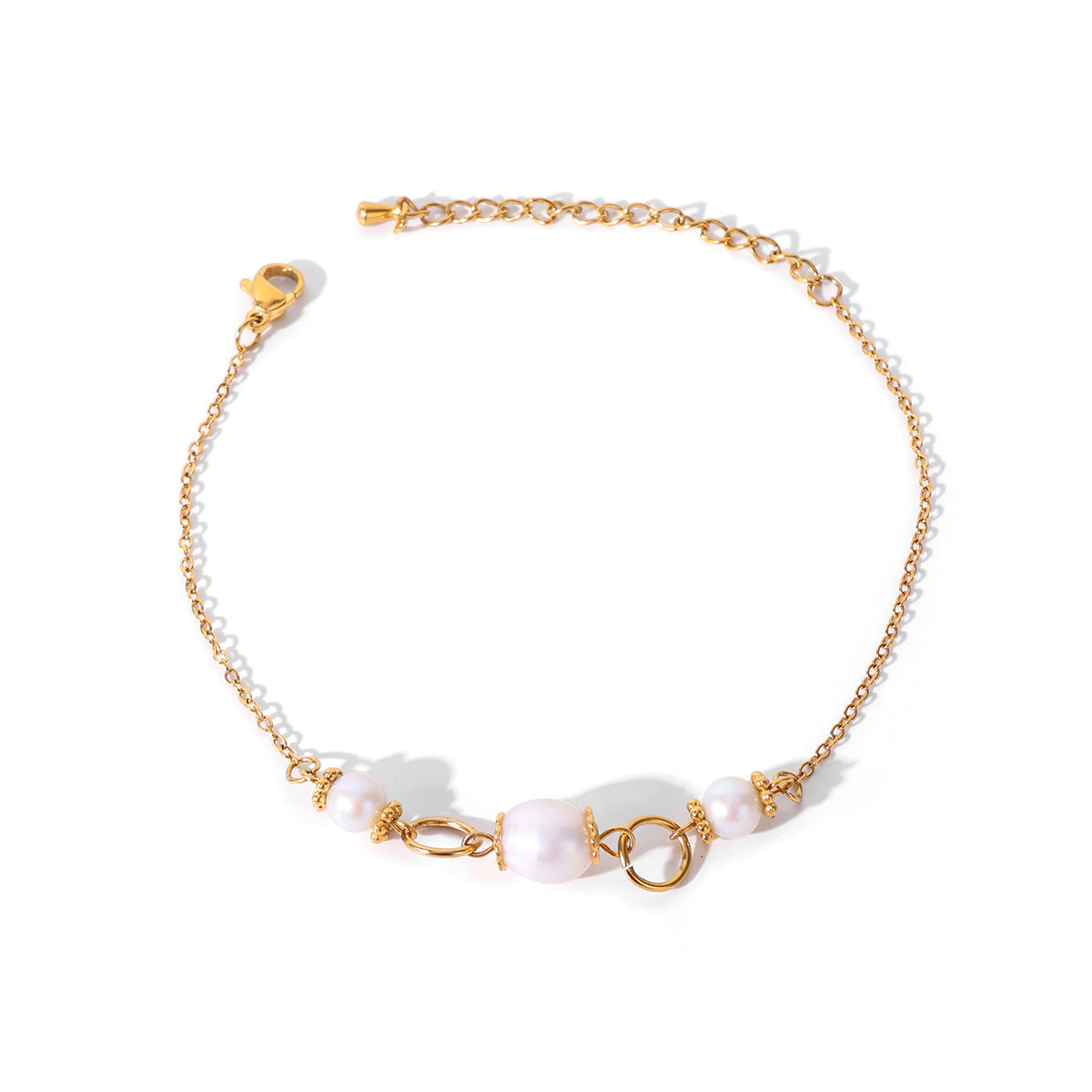 Wholesale Stainless Steel Electroplated Freshwater Pearl Bracelet,  European American Style Fashion Jewelry Accessory