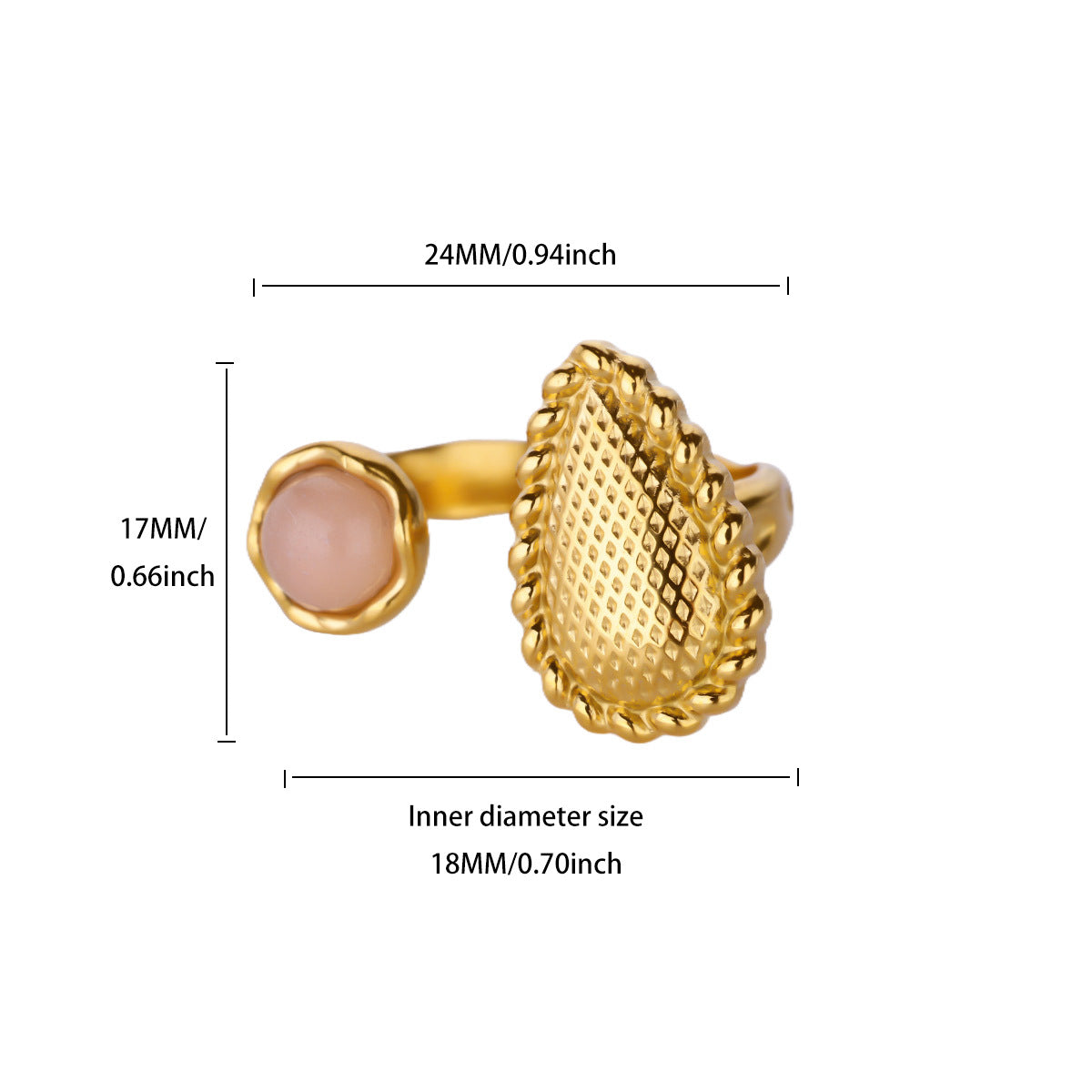Wholesale Gold-plated stainless steel ring with turquoise and cubic zirconia