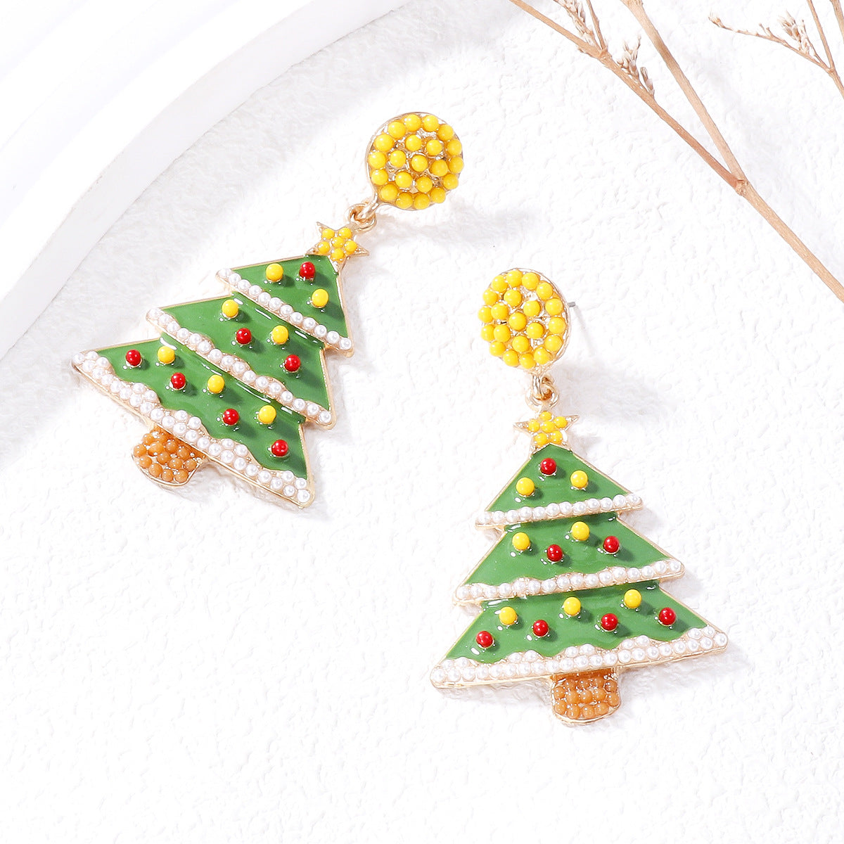 Wholesale Christmas Cartoon Christmas Tree Oil Drop Earrings ACC-ES-JuJia011