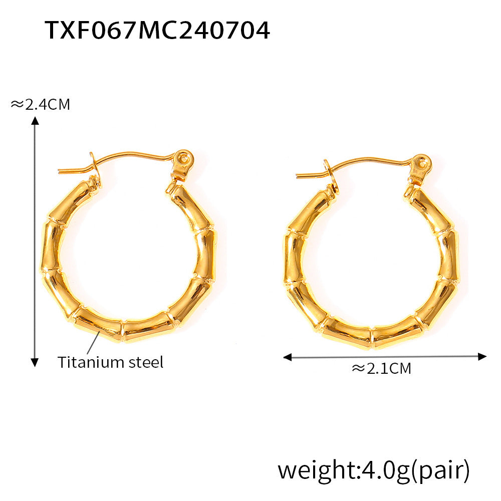 Wholesale Titanium Steel Bamboo Joint Versatile Jewelry Necklace Earrings