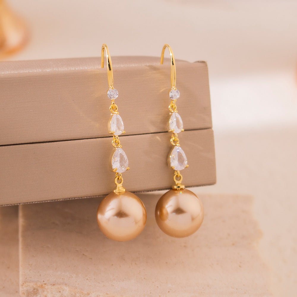 Wholesale Zirconia Pearl Tassel Ear Hooks