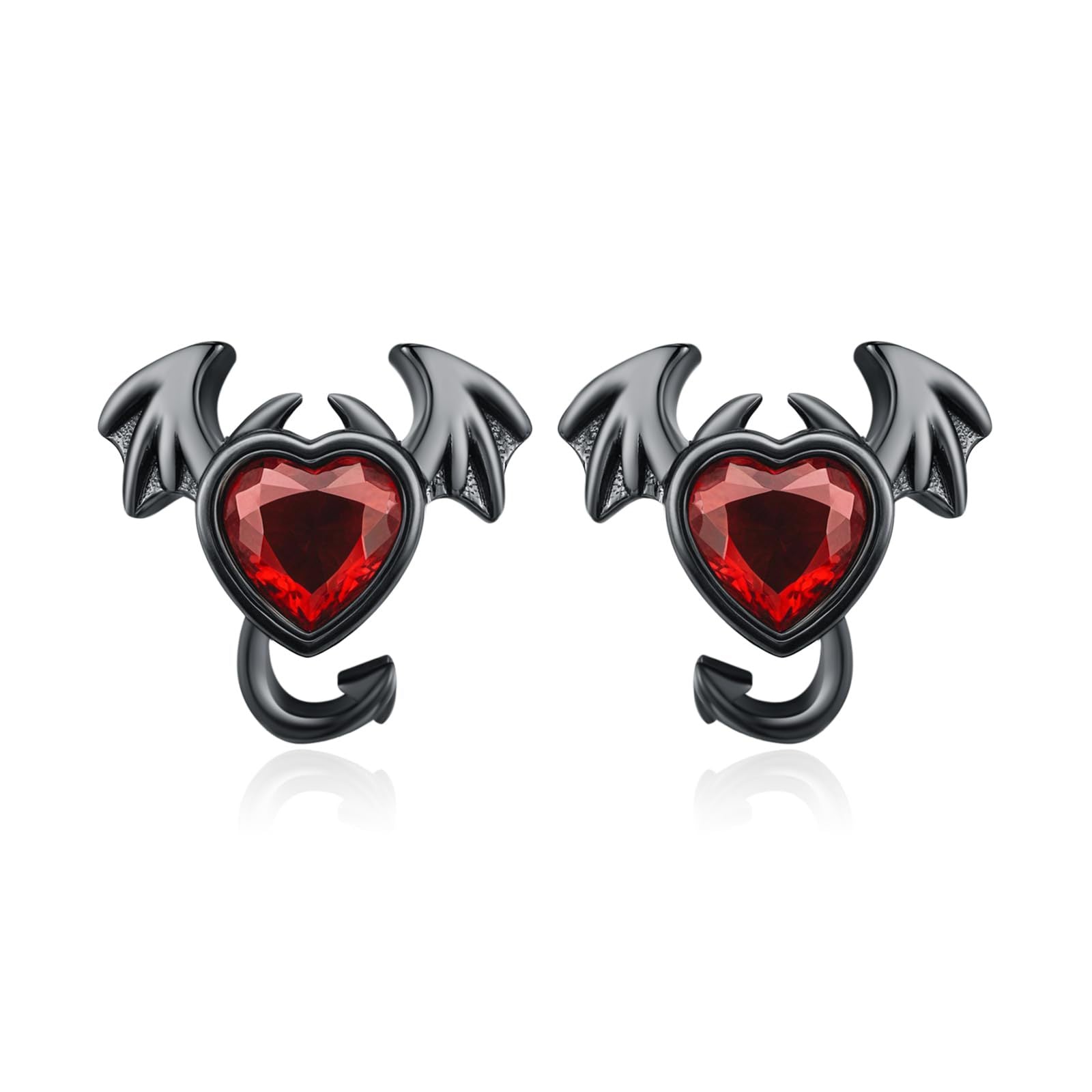 Wholesale Halloween exaggerated little devil red heart earrings