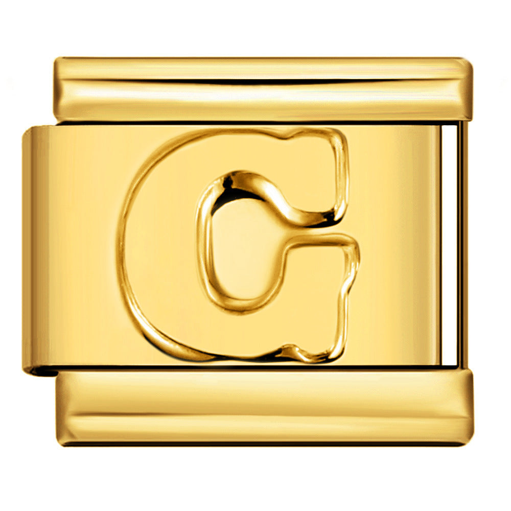 Wholesale Gold Plated Stainless Steel Concave Letter Modular Bracelet - DIY Jewelry Accessory for Boutique Resale