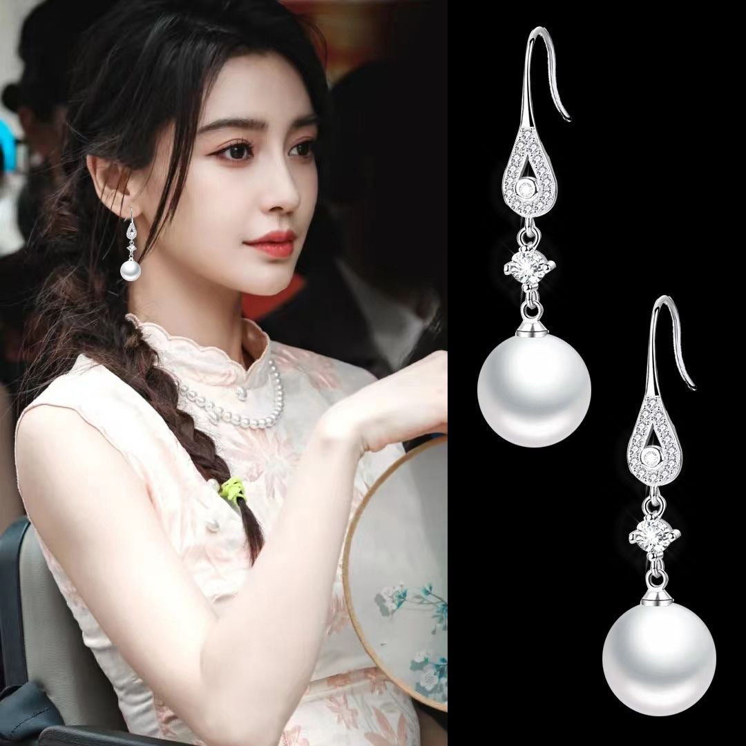 Wholesale S925 sterling silver colorful pearl earrings