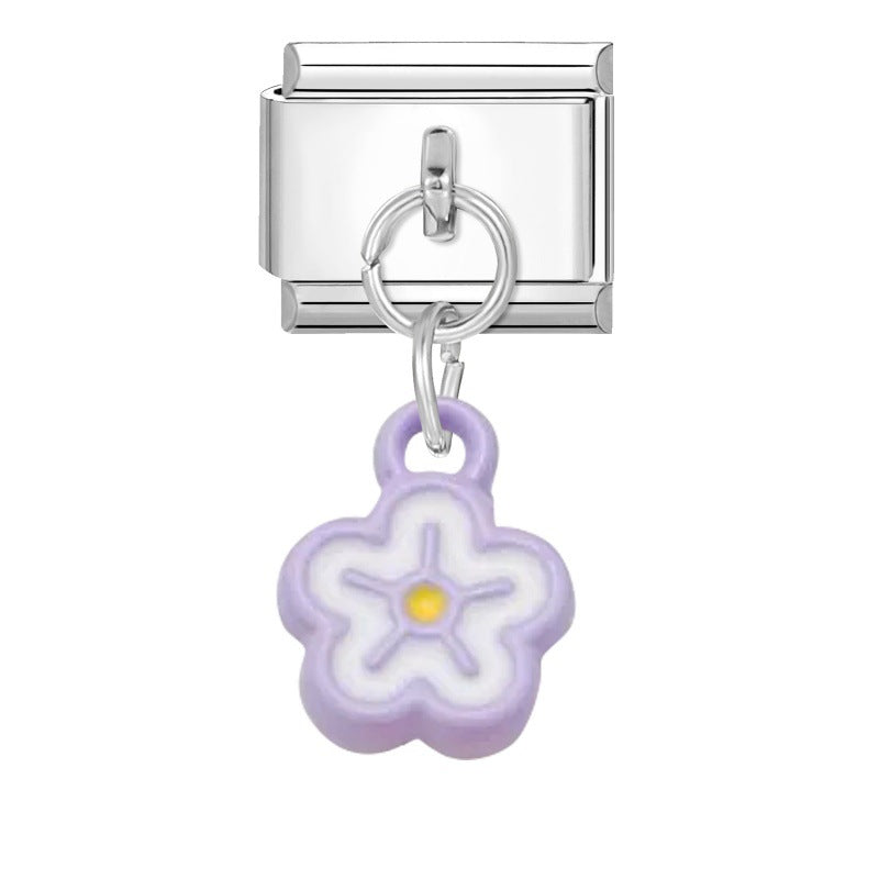 Wholesale Italian Charm Bracelet 9mm DIY Splicing Flower Pendant Stainless Steel Composable Bracelet