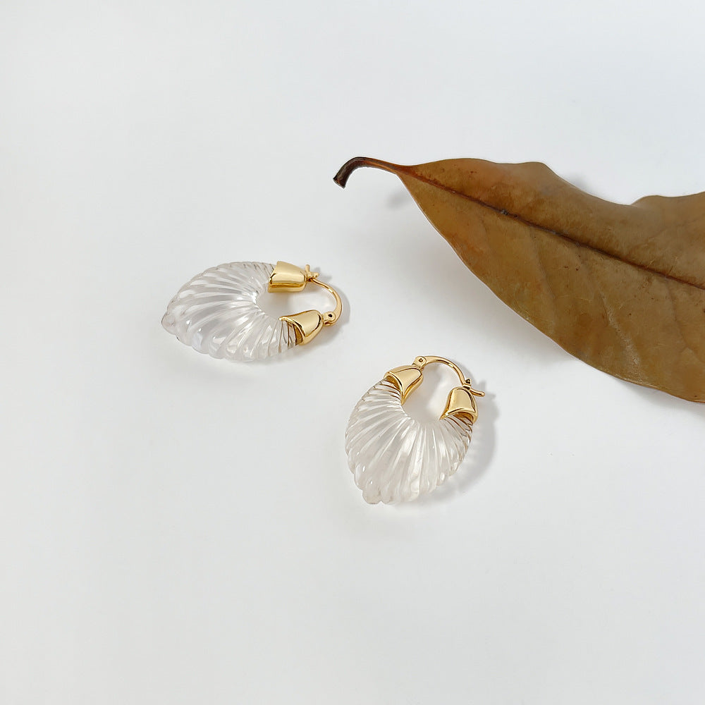 Wholesale  U-shaped Color  Glass Striped Small Wings Advanced Glass Earrings