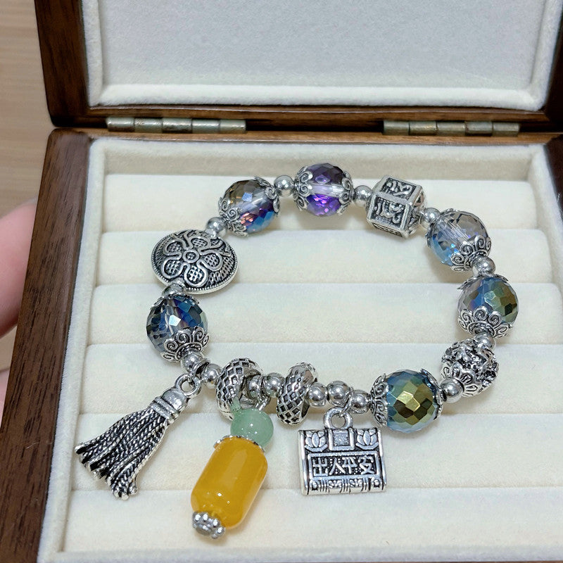 Wholesale Mixed Materials Handmade Safe Lock Blessing Bracelet,  Japanese Korean Style Fashion Accessory for Gift and Resale
