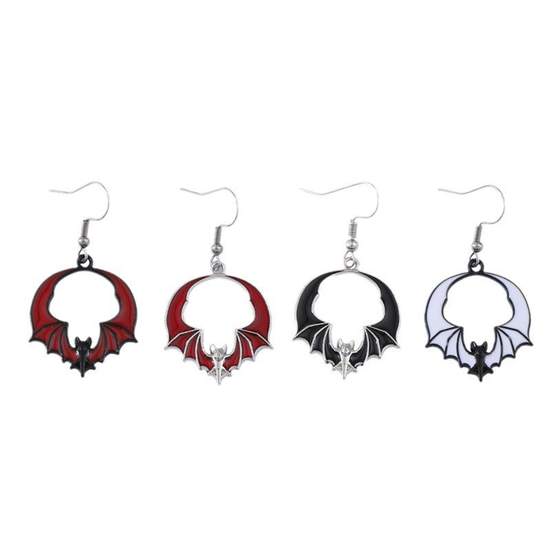 Wholesale Zinc Alloy Bat Earrings Exaggerated Red Black  Fashion Accessory