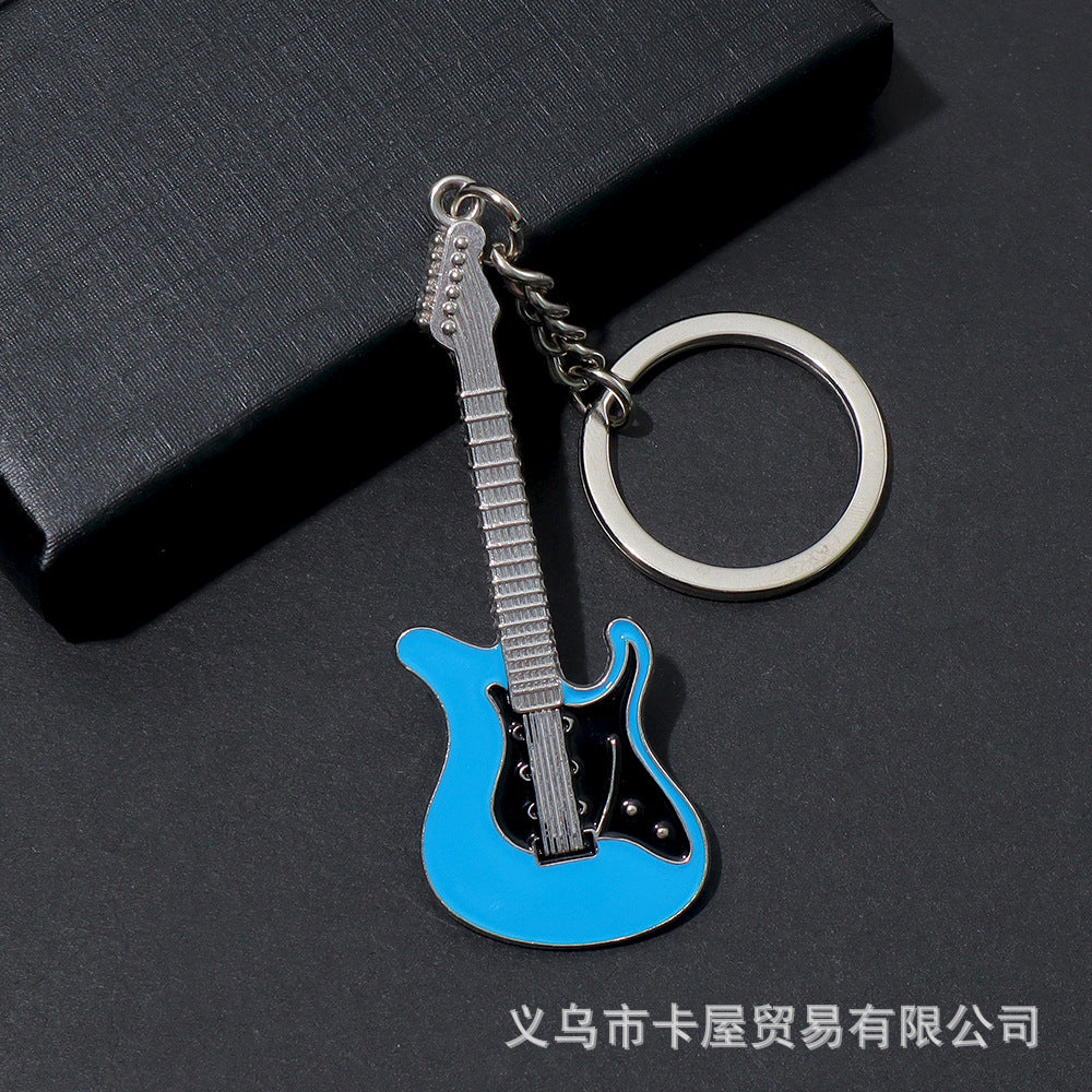 Wholesale Metal Guitar Music Festival Musical Instrument Creative Pendant Metal Paint Keychains ACC-KC-KaWu006