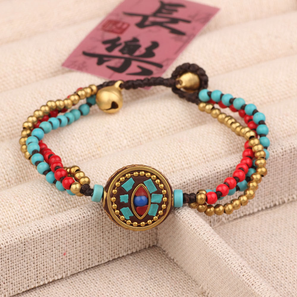 Wholesale Ethnic Retro Tibetan Hand-woven Turquoise Bracelet