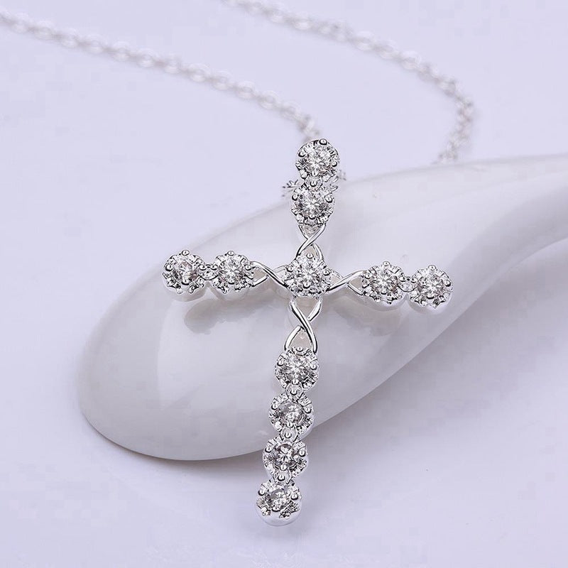 Wholesale Cross Collar Chain Copper Plated Diamond Necklace ACC-NE-YaRL002