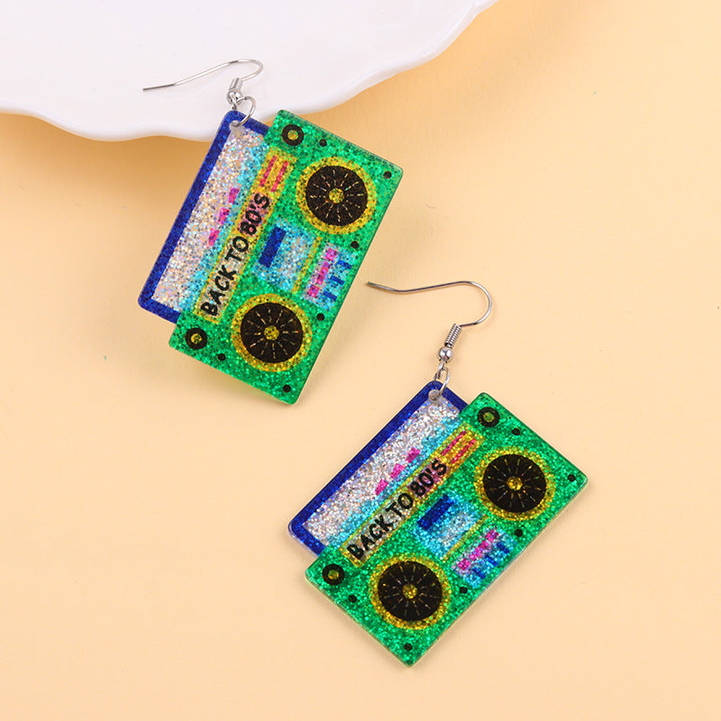 Wholesale  Retro Earrings Colorful Shiny Tape Acrylic Earrings