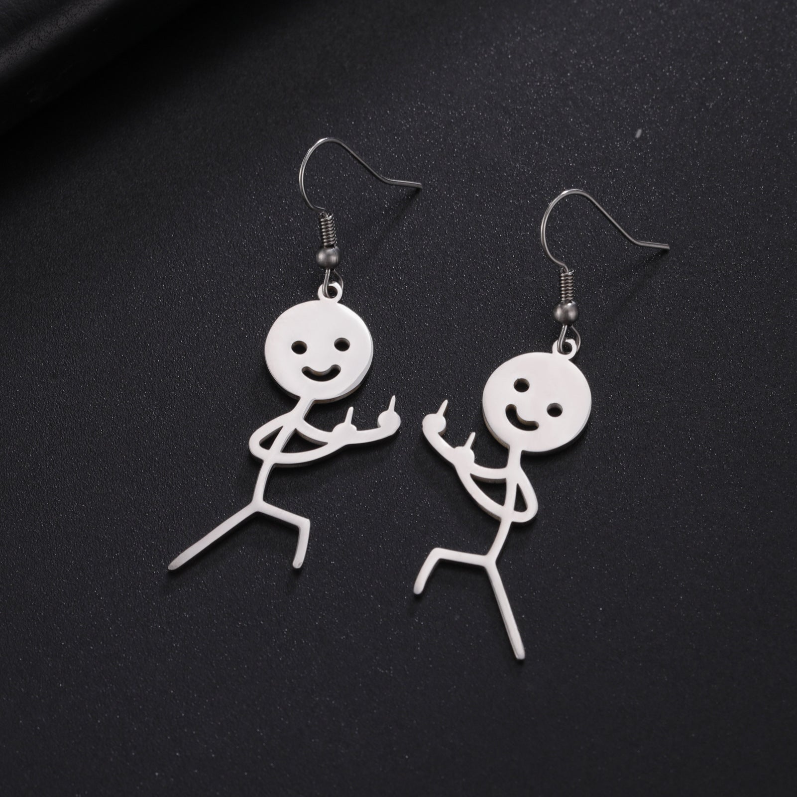 Wholesale stainless steel funny cartoon stickman earrings