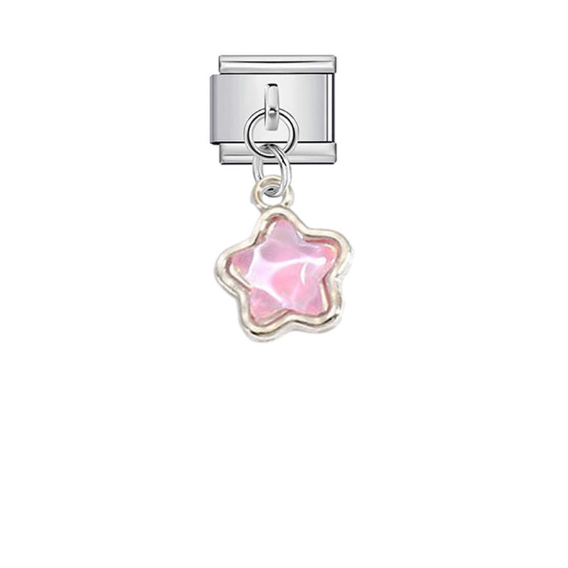 Wholesale Pink Crystal Flower Moon Pendant Charm for DIY Bracelet Watch - Stylish Jewelry Accessory for Women